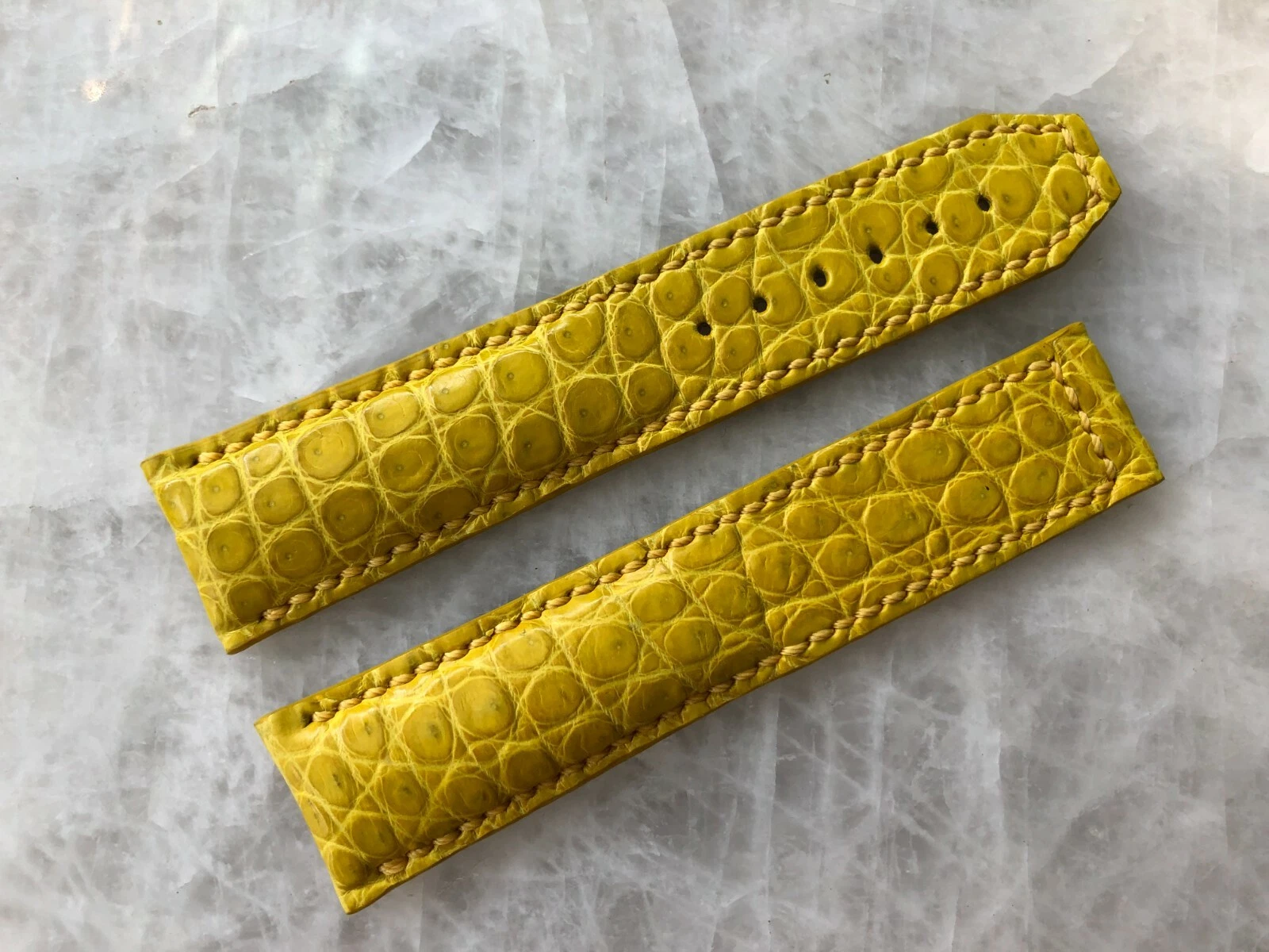 22mm/20mm Yellow Alligator Crocodile Embossed Leather Watch Strap Band
