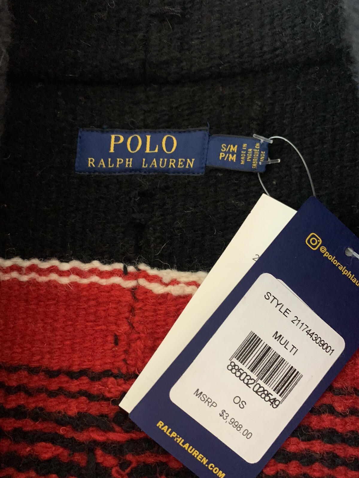 $3998 Polo Ralph Lauren Southwestern Aztec Fringe Cardigan Coat Blanket RRL S/M image 4