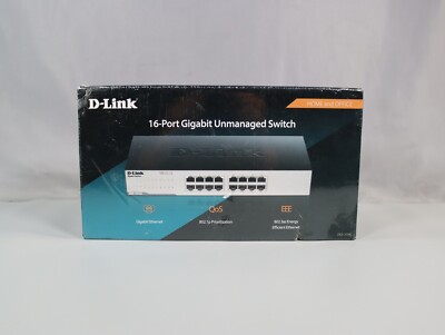 New D-Link Ethernet Switch 16 Port Gigabit Unmanaged Network Hub DGS-1016C Dlink