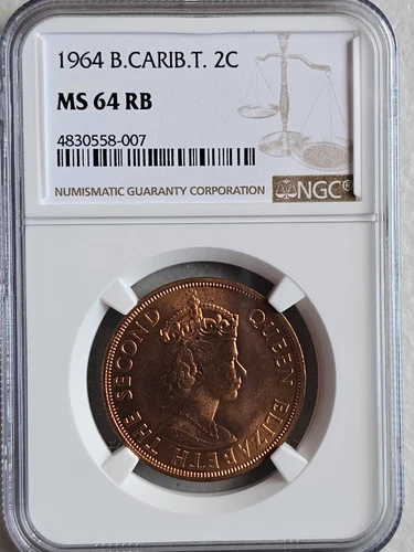 British Caribbean Territories 2 Cents 1964 NGC MS 64 RB