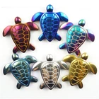 Wholesale 6Pcs Mixed Carved Mixed Hematite Turtle Pendant Bead 43x43x7mm