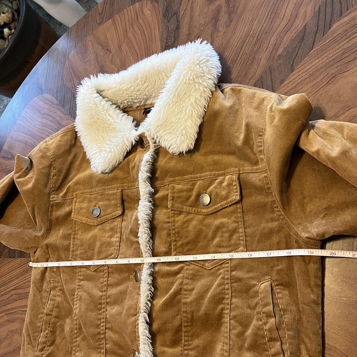 Vintage Corduroy 90s Bomber Faux Fur Trim Jacket Button