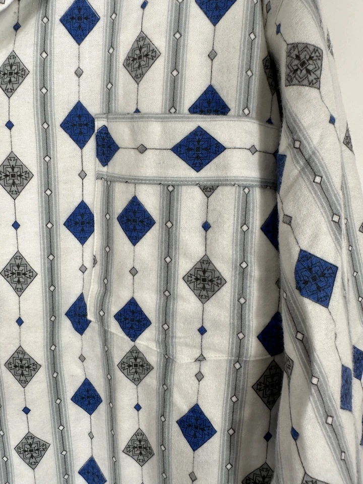 Conjunto de Pijama Masculino Vintage NOS Sanforized 100% Algodão Estampa Azul -C- - Imagem 4 de 4