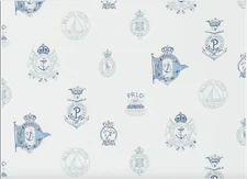 VTG Ralph Lauren Nautical Navy Wallpaper Double Roll Rowthorne Crest LWP62175