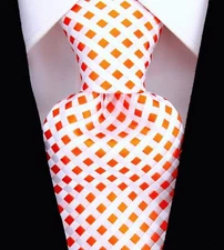 Scott Allan Men's Orange White Check Necktie