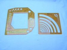 Vintage Rotring orange plastic tech drawing office templates 840 636 & 522 352