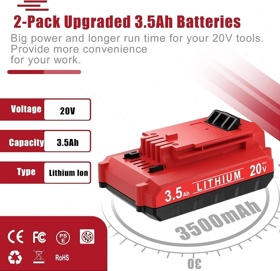1-6X 20 Voltios para CABLE PORTER 3.0,8.0Ah Batería Litio 20V PCC680L PCC685L EE. UU. Foto 4 de 4