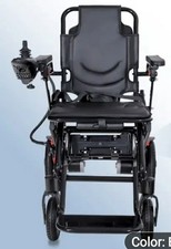 Foldable Electric Power Wheelchair Black Joystick SOS Horn Mute Button