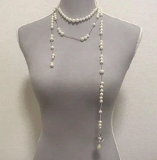 Vivienne Westwood Broken Pearl Necklace silver Orb Design Elegant Rare Item NEW