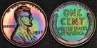 1927 Lincoln wheat cent penny, rainbow toning (L61-44)
