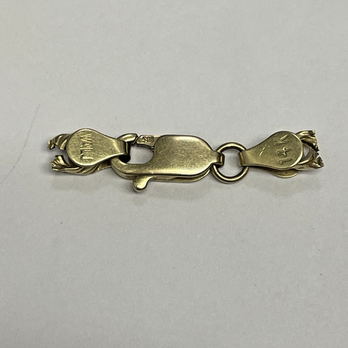 14k Yellow Gold Lobster Clasp & Jump Ring Flat Chain End 5 x 11mm 1.2g