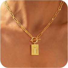 Cross Necklace for Women Non Tarnish - Dainty 14K Gold/Silver Plated Cross Infin