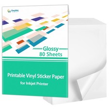 Gwybkq Glossy Sticker Paper Printable Vinyl for Inkjet Printer, 8.5x11, white