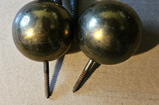 Vintage 2 Round Hollow Brass Balls with screw end 1.5" tall x 5.75" dia