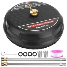 TEQHOME 15'' PRESSURE WASHER SURFACE CLEANER 4000PSI 4.0GPM MAX FLOW RATE BLACK