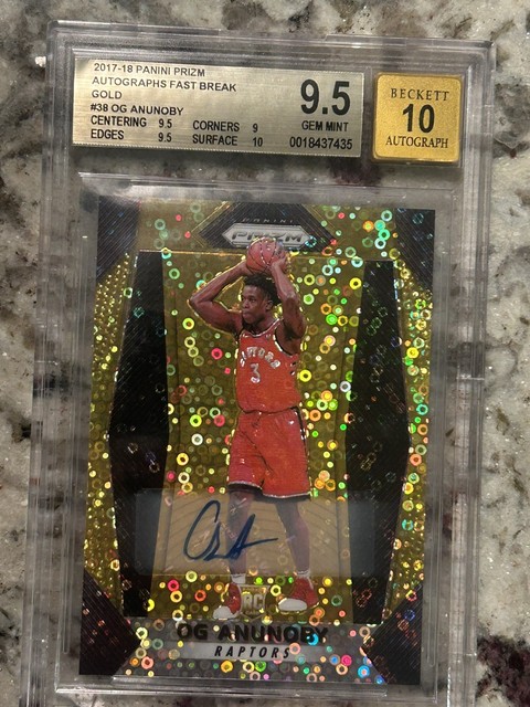 2017-18 Panini Prizm OG Anunoby Fast Break Gold Rookie Auto /10 #38 BGS 9.5 10