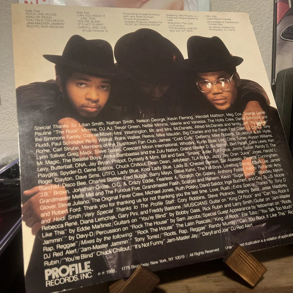RUN DMC King of Rock 1985 Hip Hop LP Vinyl Profile Records 1st Press VG+/EX - Image 2 of 3