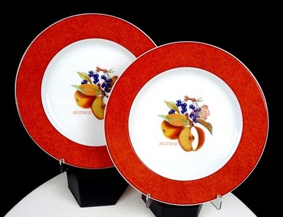Royal Worcester Porcelain Evesham Rust 2 Pc 8 3/8'' Accent Salad Plates 1961-