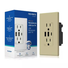 30W 6.0 Amp 3-Port USB Wall Outlet 15A Duplex Receptacle with Dual USB Ports W/