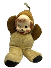 Vintage Rushton Style Rubber Face Dog 9" Plush Doll Puppy 1950s - 1960s