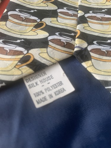 Pre Owned Men’s A Roger’s Coffee Cups Tie Neck Tie Necktie Barista Waiter - Picture 5 of 6