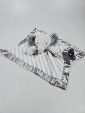 Cloud Island Gray Elephant Striped Satin Security Blanket Lovey
