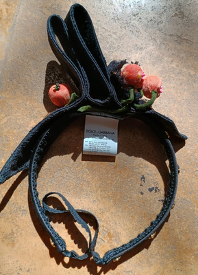 DOLCE & GABBANA Black Silk Bow Ribbon Fruits HEADBAND NEW | eBay display picture 3
