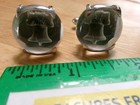 Vtg Cuff Links Liberty Bell Reverse Intaglio Prong Set Silver tone — photo 3