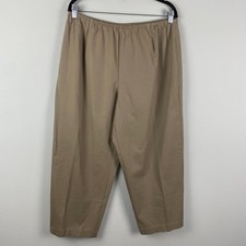 Eileen Fisher Pull On Cropped Pants Size 1X Khaki Organic Cotton Straight Leg