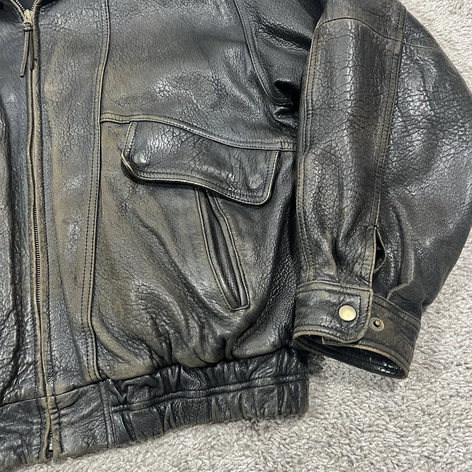 Jaqueta de voo vintage anos 80 Henry Grethel couro manteiga piloto bombardeiro masculina tamanho 44 - Imagem 2 de 4
