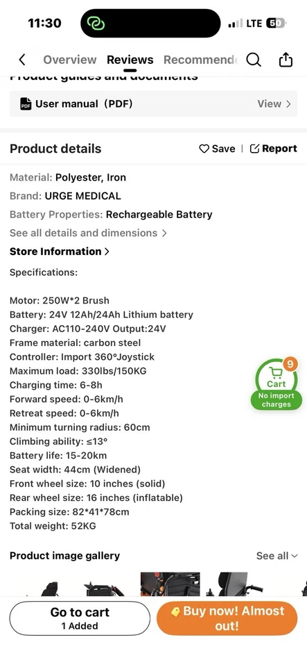   "slightly used" Electric Wheelchair, Foldable And Easy To Transport. - Image 3 of 4