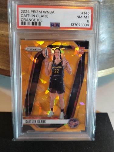 2024 Prizm WNBA - Caitlin Clark #145 Orange Ice Variation Prizm (RC) PSA 8