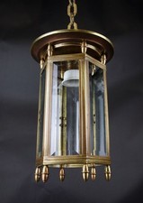 Wiener Jugendstil Deckenleuchte um 1910 - Messing / Glas - Flur, Lobby, Eingang.