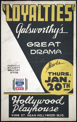 Loyalties Galsworthy 1934 Federal Theatre Project Poster Art Wall Print