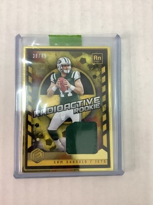 2018 Panini Elements - Radioactive Rookie Sam Darnold Gold 38/49 (MEM, RC) PATCH