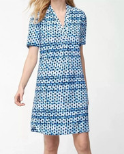Tommy Bahama Women's Blue Dot Matrix Shirt Dress NWOT Size S Flowy Knee Length