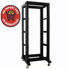27U 4 Post Open Frame Network Server Rack 19" 17" Deep with L Rails