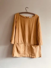 Toast Japanese Style Artists Smock Garment Dyed Mustard Brown Pockets Uk 12