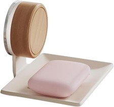 Soap Dish, Walnut and Stainless Steel, Soap Bar Holder for Shower Suction Cup