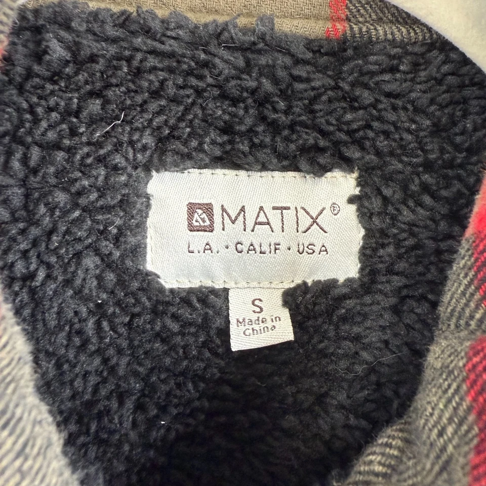 Camisa Chaqueta Matix PARA HOMBRES Pequeña Botón a Presión Cuadros Forrada Sherpa Exterior Foto 4 de 4