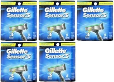 40 GILLETTE SENSOR 3 RAZOR BLADES REFILL CARTRIDGES - 5 PACKS TOTAL (8 ea) NEW!