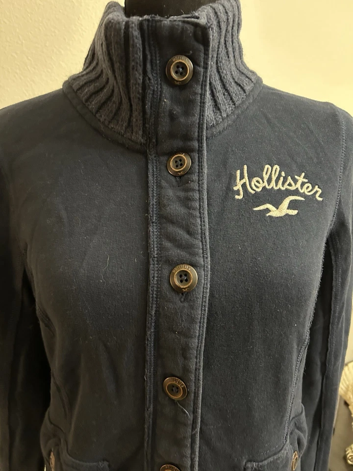 Sudadera cárdigan Hollister Y2K para mujer con botones azul marino talla grande Foto 2 de 4