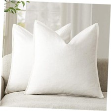 Pack of 2, Decorative Linen Soild Throw 26" x 26" Pack of 2 Cream White