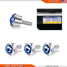 4 Pcs License Plate Screw Fastener Kit Bling Crystal Rhinestones And Color Blue 4 Pcs License Plate Screw Fastener Kit Bling Crystal Rhinestones And Color Blue