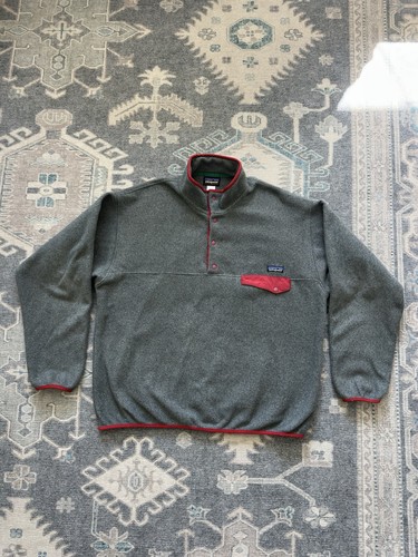 Vintage Patagonia Synchilla Snap-T Pullover Fleece Jacket Men's Size XL Gray Red - Image 1