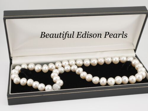 Piękna biała perła Edisona i naturalny naszyjnik z cyrkonią kambodżańską - Zdjęcie 1 z 8