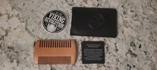 Viking Revolution Wooden Beard Comb & Case, Dual Action Fine & Coarse Teeth