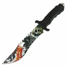 Defender 13" Tactical Hunting Knife Rubber Handle Reaper Art Blade 