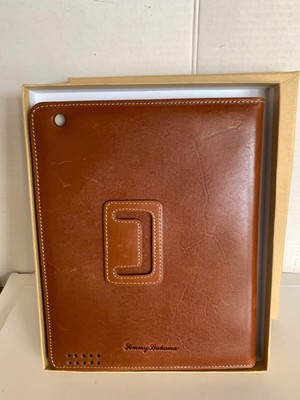 Auth Tommy Bahama Brown Leather Folding iPad Case Leather Cover In 