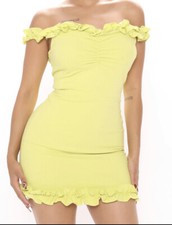 Fashion Nova Tabitha Ruffle Mini Dress - Lime size XL